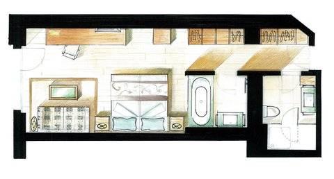 Le Petit Cervin Hotel Zermatt Kültér fotó A floor plan of a typical hotel room